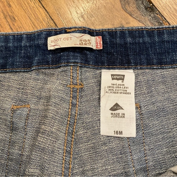 Levi’s 525 Bootcut Blue Distressed Denim Jeans Size 16 - Picture 9 of 10